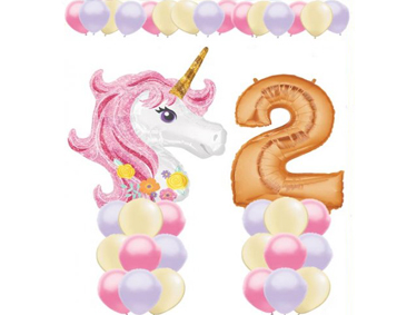 Pink Glitter Unicorn Balloon Value Package